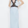 ALLEGRA LACE TRIM DRESS (DUSTY BLUE/BLACK)