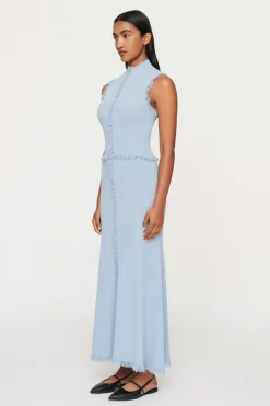 AVALON FRINGE KNIT DRESS (BLUE TINT)
