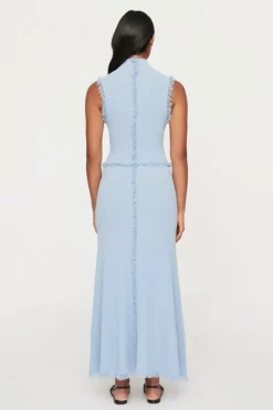 AVALON FRINGE KNIT DRESS (BLUE TINT)