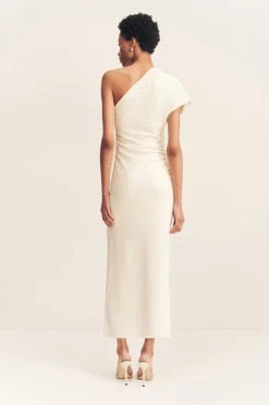 BEAU ASYMMETRICAL MIDI DRESS (IVORY)