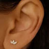 BLOOMING LOTUS CRYSTAL STUD EARRING (14K GOLD)