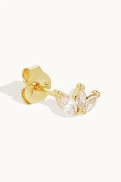 BLOOMING LOTUS CRYSTAL STUD EARRING (14K GOLD)