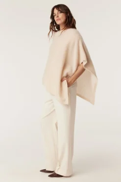BRUSHED PURE CASHMERE PONCHO (FAWN)