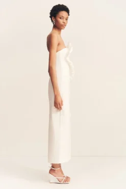CAMPBELL RUFFLE MIDI DRESS (WHITE)
