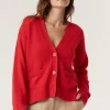 CASHWOOL V CARDIGAN (POPPY RED)