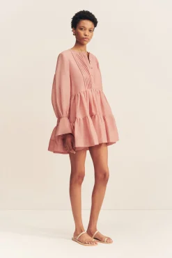 CELESTE TIERED MINI DRESS (ROSE)