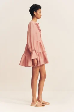 CELESTE TIERED MINI DRESS (ROSE)