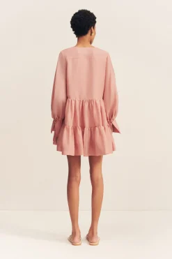 CELESTE TIERED MINI DRESS (ROSE)