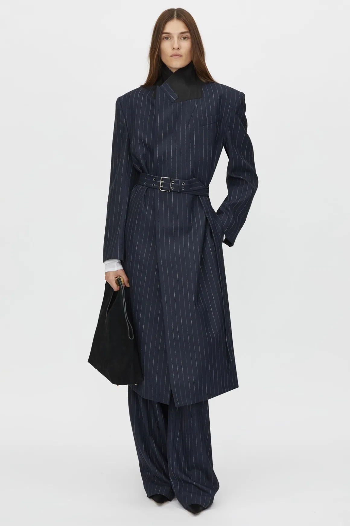 CLEMENCE BLAZER COAT (NAVY PINSTRIPE)