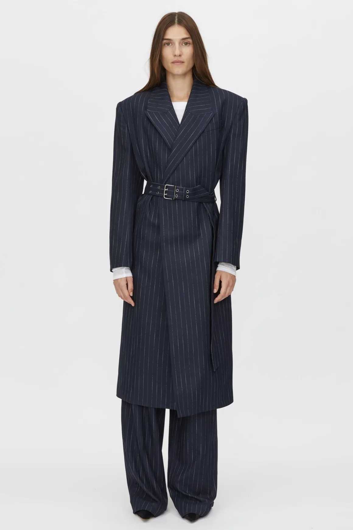CLEMENCE BLAZER COAT (NAVY PINSTRIPE)