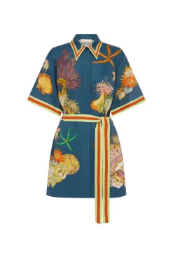 DORIAN LINEN MINI DRESS (NAVY)