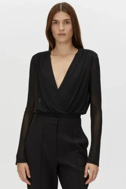 ERVINA V-NECK BODYSUIT (BLACK)