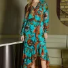 FRILLING EFFECT DRESS (BLUE FLORAL)