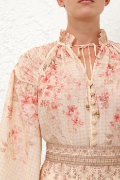 ILLUMINATE BILLOW BLOUSE (CORAL FLORAL)