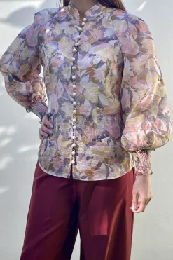 ILLUSTRATION BUTTONED BLOUSE (SORBETTO EDEN)