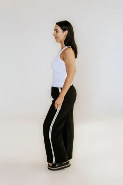 INDIANA WIDE LEG PANTS (BLACK/IVORY STRIPE)