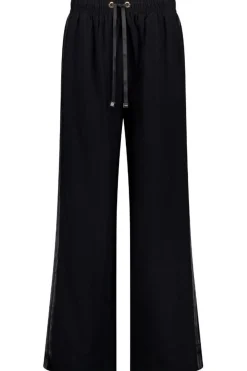 INDIANNA WIDE LEG PANT (BLACK/BLACK SATIN STRIPE)