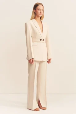 IRENA PINTUCK STRAIGHT LEG PANT (BONE)