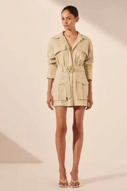 KASBAH UTILITY MINI DRESS (OYSTER)
