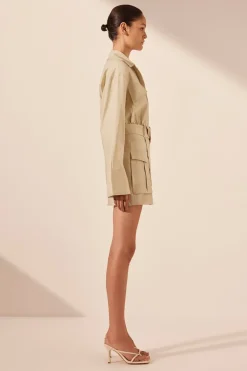 KASBAH UTILITY MINI DRESS (OYSTER)