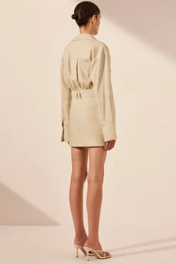 KASBAH UTILITY MINI DRESS (OYSTER)