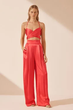 LYDIE RUCHED CUT OUT TOP (POPPY RED)