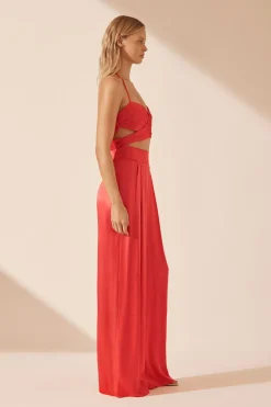 LYDIE RUCHED CUT OUT TOP (POPPY RED)