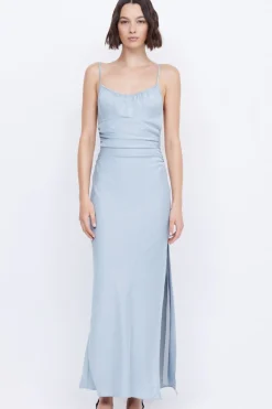 MARI LOU GATHERED MAXI DRESS (DOVE BLUE)