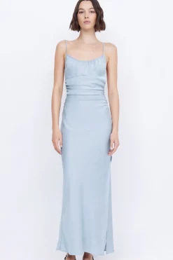MARI LOU GATHERED MAXI DRESS (DOVE BLUE)