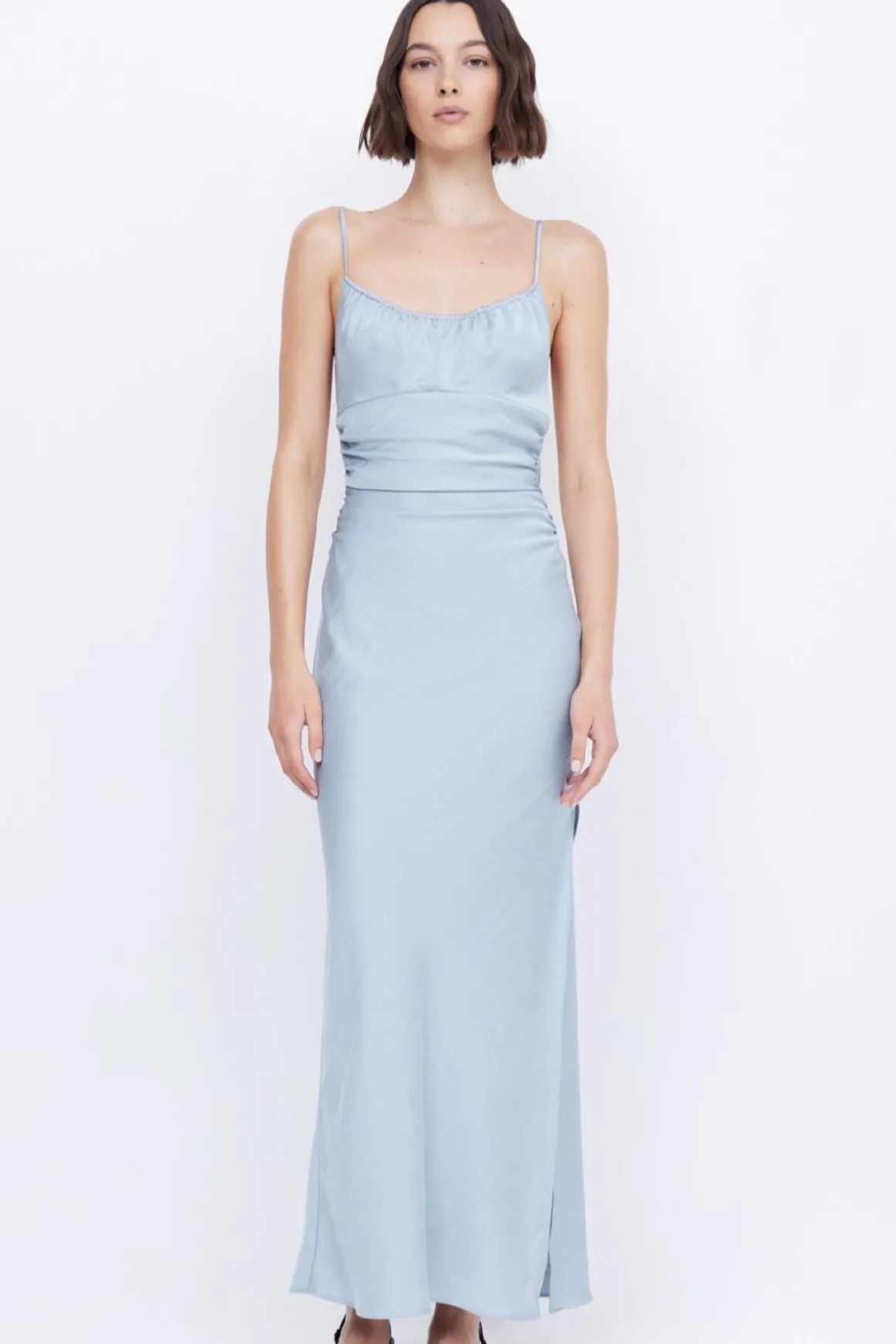 MARI LOU GATHERED MAXI DRESS (DOVE BLUE)