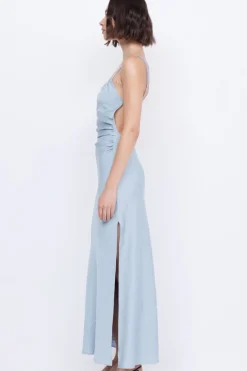 MARI LOU GATHERED MAXI DRESS (DOVE BLUE)