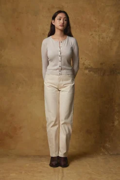 MERINO CROP CREW CARDI (ALABASTER)