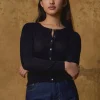 MERINO CROP CREW CARDI (NAVY)