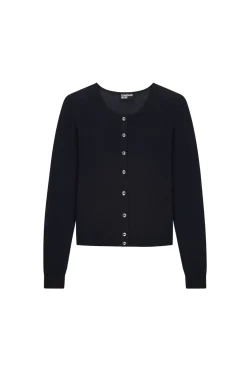 MERINO CROP CREW CARDI (NAVY)