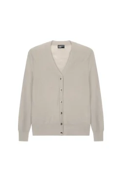 MERINO V NECK CARDIGAN (ALABASTER)