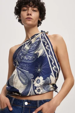 MICKEY SILK SCARF (NAVY)