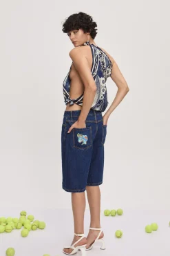 MICKEY SILK SCARF (NAVY)