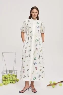 PLAY EMBROIDERED SHIRTDRESS (CREAM)