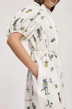 PLAY EMBROIDERED SHIRTDRESS (CREAM)