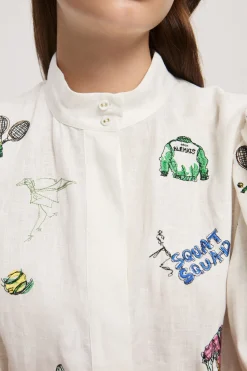 PLAY EMBROIDERED SHIRTDRESS (CREAM)