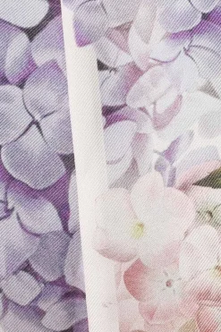 PRINTED SILK RIBBON SCARF (MULTI HYDRANGEA)