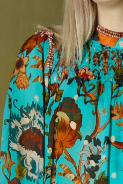 SHIRR THING TOP (BLUE FLORAL)