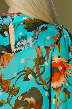 SHIRR THING TOP (BLUE FLORAL)
