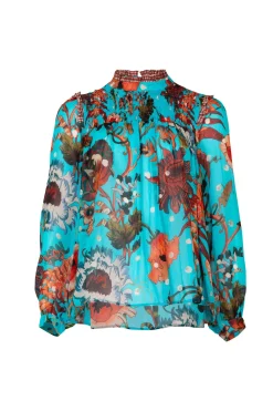 SHIRR THING TOP (BLUE FLORAL)