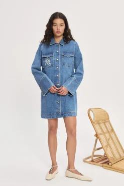 STEPHI DENIM MINI DRESS (LIGHT INDIGO) | PRE ORDER