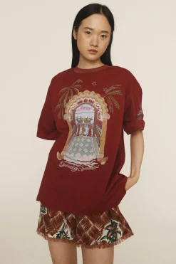 SURREALIST SUMMER BURGUNDY TEE (BURGUNDY)