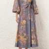 TALLOW WRAP MIDI DRESS (TEAL MULTI FLORAL)