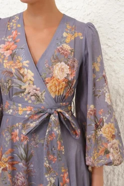 TALLOW WRAP MIDI DRESS (TEAL MULTI FLORAL)