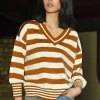 V NECK FOR VICTORY JUMPER (CINNAMON STRIPE)