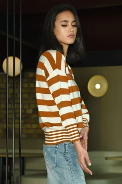 V NECK FOR VICTORY JUMPER (CINNAMON STRIPE)